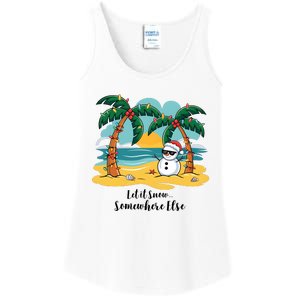 Let It Snow Somewhere Else Christmas Snowman Funny Beach Ladies Essential Tank