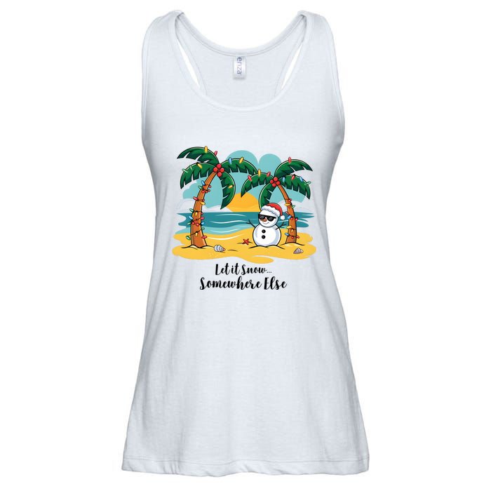 Let It Snow Somewhere Else Christmas Snowman Funny Beach Ladies Essential Flowy Tank