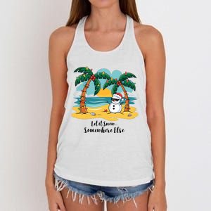 Let It Snow Somewhere Else Christmas Snowman Funny Beach Women's Knotted Racerback Tank