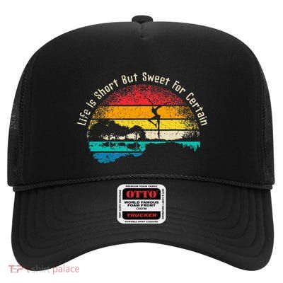 Life Is Short Guitar But Sweet For Certain High Crown Mesh Back Trucker Hat