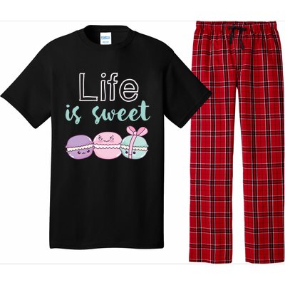 Life Is Sweet Cute And Funny Macaroon French Dessert Gift Pajama Set