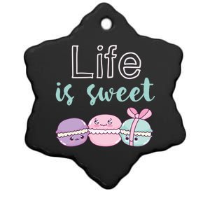 Life Is Sweet Cute And Funny Macaroon French Dessert Gift Ceramic Star Ornament