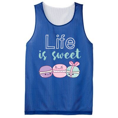 Life Is Sweet Cute And Funny Macaroon French Dessert Gift Mesh Reversible Basketball Jersey Tank