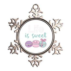 Life Is Sweet Cute And Funny Macaroon French Dessert Gift Metallic Star Ornament