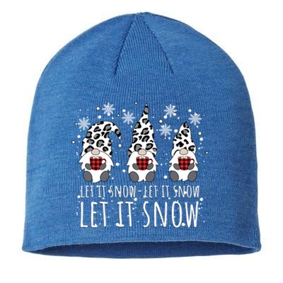 Let It Snow Winter Gnome Leopard Buffalo Plaid Snowflakes Cute Gift Sustainable Beanie