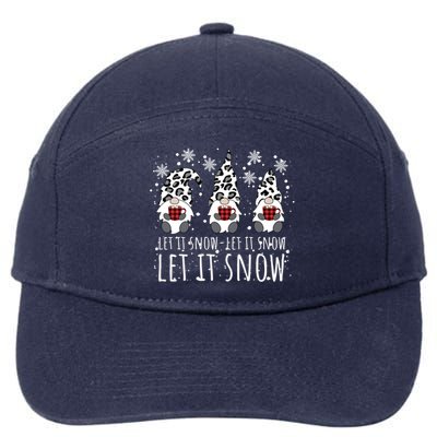 Let It Snow Winter Gnome Leopard Buffalo Plaid Snowflakes Cute Gift 7-Panel Snapback Hat