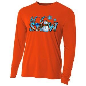 Let It Snow Winter Snow Christmas Holiday Leopard Print Cute Gift Cooling Performance Long Sleeve Crew