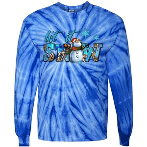 Let It Snow Winter Snow Christmas Holiday Leopard Print Cute Gift Tie-Dye Long Sleeve Shirt