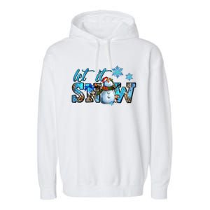 Let It Snow Winter Snow Christmas Holiday Leopard Print Cute Gift Garment-Dyed Fleece Hoodie