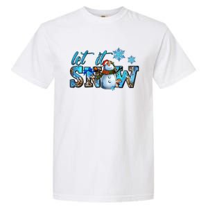 Let It Snow Winter Snow Christmas Holiday Leopard Print Cute Gift Garment-Dyed Heavyweight T-Shirt