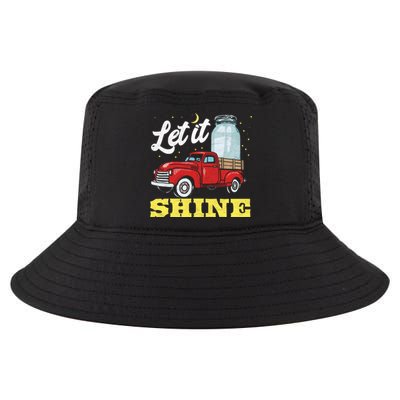 Let It Shine! Vintage Truck Stars Moon And Moonshine Jar Funny Gift Cool Comfort Performance Bucket Hat