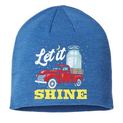 Let It Shine! Vintage Truck Stars Moon And Moonshine Jar Funny Gift Sustainable Beanie