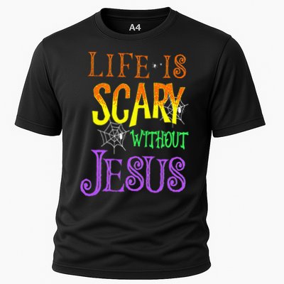 Life Is Scary Without Jesus Halloween Costume Cooling Performance Crew T-Shirt
