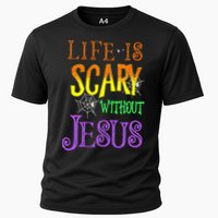 Life Is Scary Without Jesus Halloween Costume Cooling Performance Crew T-Shirt