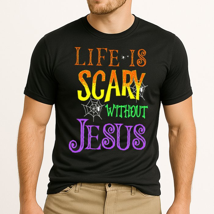 Life Is Scary Without Jesus Halloween Costume Cooling Performance Crew T-Shirt