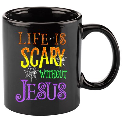 Life Is Scary Without Jesus Halloween Costume 11oz C Handle Ceramic Mug