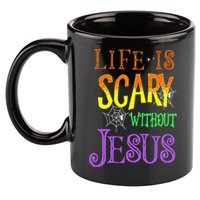 Life Is Scary Without Jesus Halloween Costume 11oz C Handle Ceramic Mug