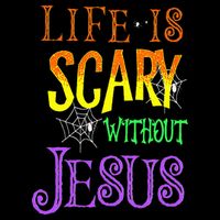 Life Is Scary Without Jesus Halloween Costume Flat Bill Trucker Hat