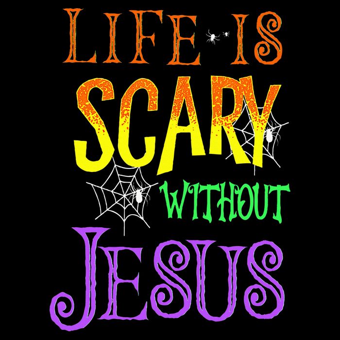 Life Is Scary Without Jesus Halloween Costume Flat Bill Trucker Hat
