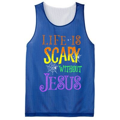 Life Is Scary Without Jesus Halloween Costume Mesh Reversible Basketball Jersey Tank