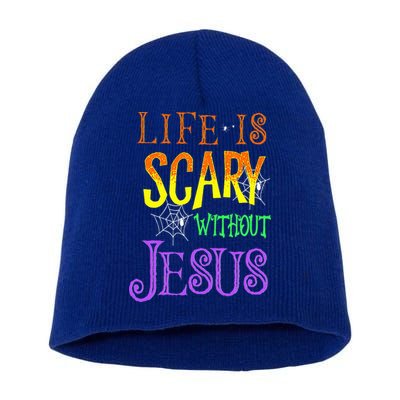 Life Is Scary Without Jesus Halloween Costume Short Acrylic Beanie