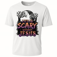 Life Is Scary Without Jesus Funny Halloween Christian Cooling Performance Crew T-Shirt