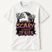 Life Is Scary Without Jesus Funny Halloween Christian Tall T-Shirt