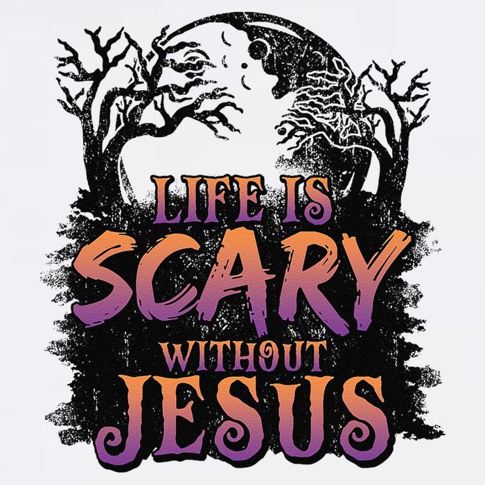Life Is Scary Without Jesus Funny Halloween Christian Button