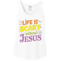 Life Is Scary Without Jesus Christian Faith Halloween Ladies Essential Tank