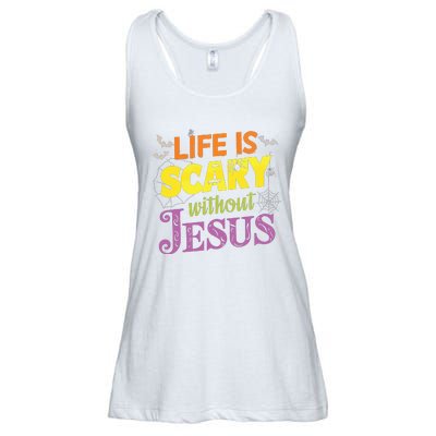 Life Is Scary Without Jesus Christian Faith Halloween Ladies Essential Flowy Tank