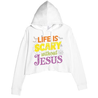 Life Is Scary Without Jesus Christian Faith Halloween Crop Fleece Hoodie