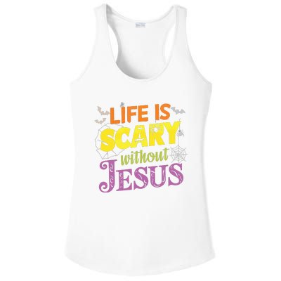 Life Is Scary Without Jesus Christian Faith Halloween Ladies PosiCharge Competitor Racerback Tank