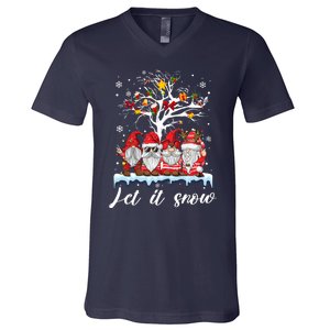 Let It Snow Gnomies Gift For Christmas V-Neck T-Shirt