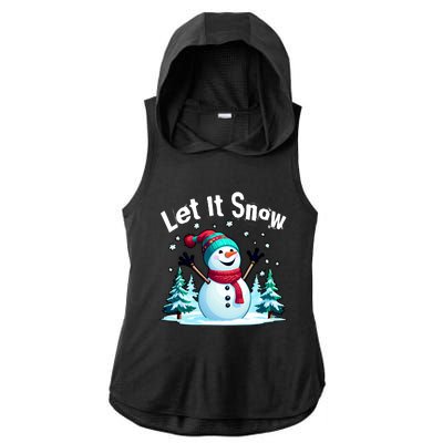 Let It Snow Snowman Ladies PosiCharge Tri-Blend Wicking Draft Hoodie Tank