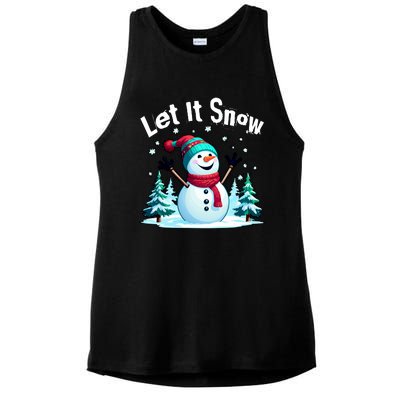 Let It Snow Snowman Ladies PosiCharge Tri-Blend Wicking Tank