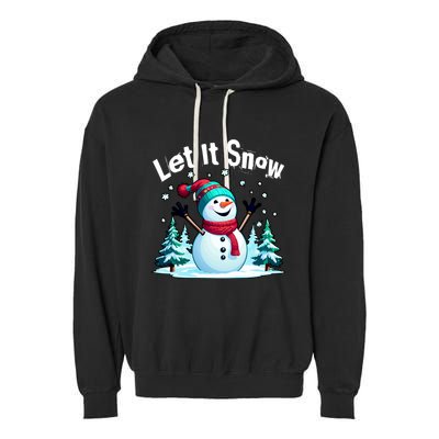 Let It Snow Snowman Garment-Dyed Fleece Hoodie