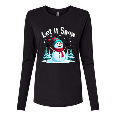 Let It Snow Snowman Womens Cotton Relaxed Long Sleeve T-Shirt