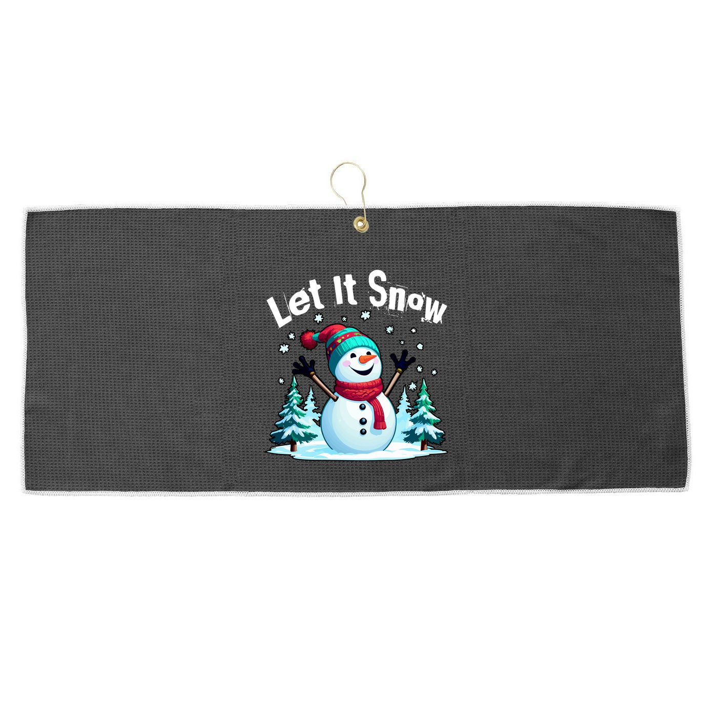 Let It Snow Snowman Large Microfiber Waffle Golf Towel