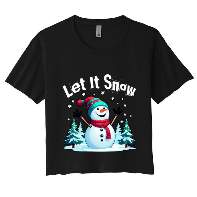 Let It Snow Snowman Crop Top