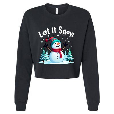 Let It Snow Snowman Cropped Pullover Crew