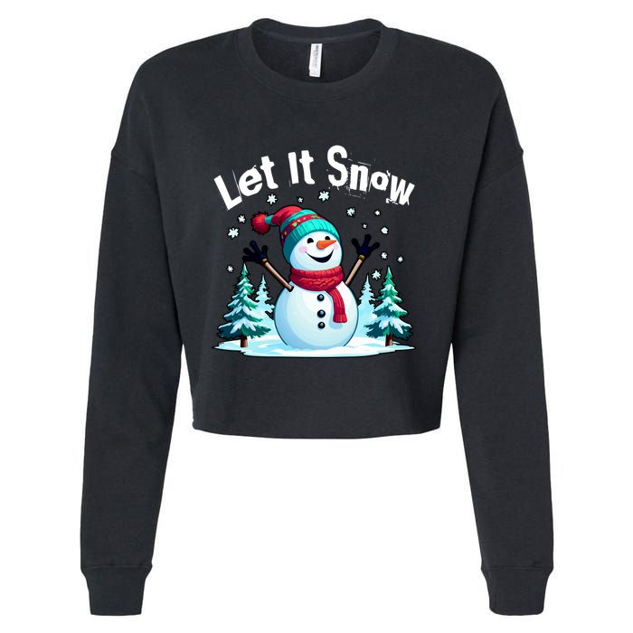 Let It Snow Snowman Cropped Pullover Crew