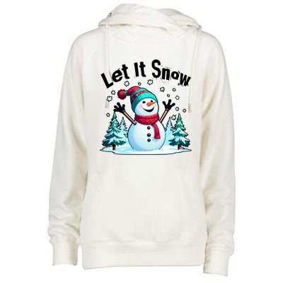 Let It Snow Snowman Womens Funnel Neck Pullover Hood