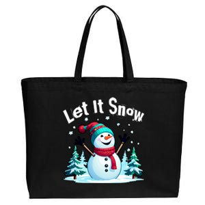 Let It Snow Snowman Cotton Canvas Jumbo Tote