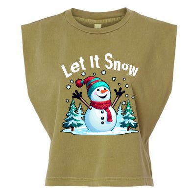 Let It Snow Snowman Garment-Dyed Women's Muscle Tee