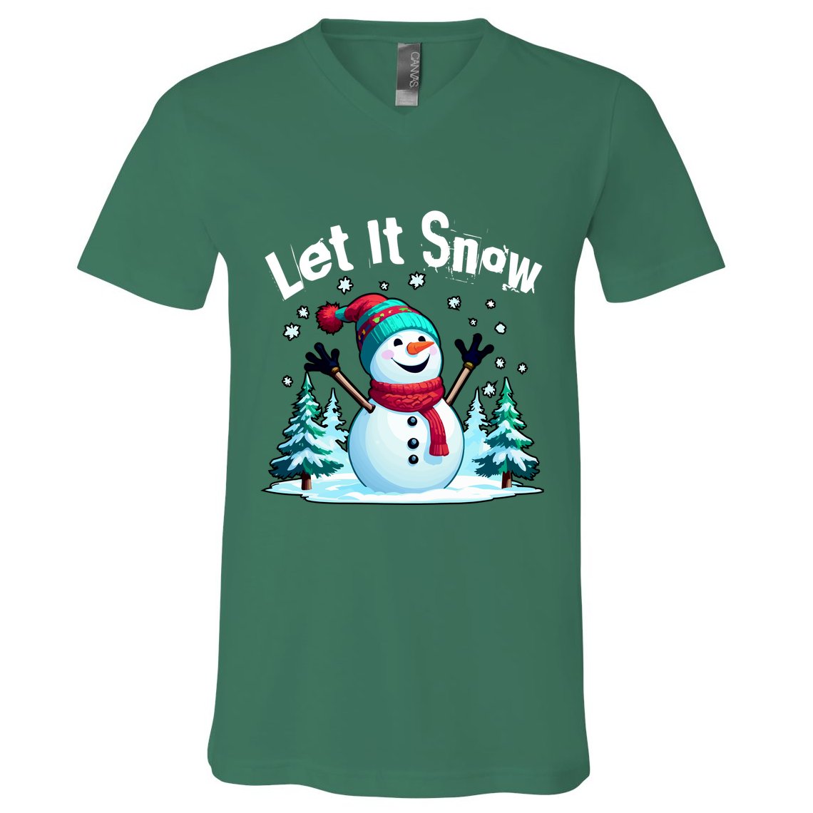 Let It Snow Snowman V-Neck T-Shirt
