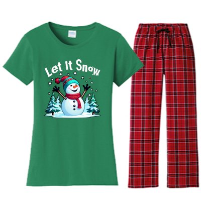 Let It Snow Snowman Women's Flannel Pajama Set