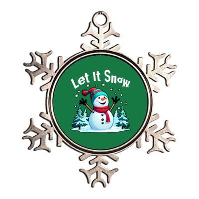 Let It Snow Snowman Metallic Star Ornament