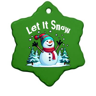 Let It Snow Snowman Ceramic Star Ornament