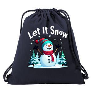 Let It Snow Snowman Drawstring Bag