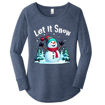 Let It Snow Snowman Women's Perfect Tri Tunic Long Sleeve Shirt